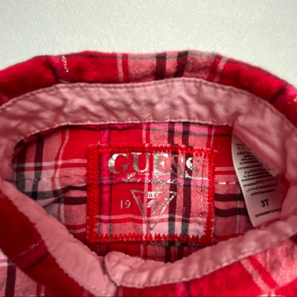 Guess Los Angeles Girls Red/Black Plaid Shirt Sz 3 - Picture 2 of 13